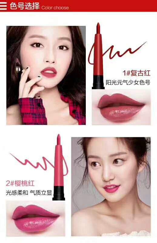 Không thấm nước xoay Lip liner Non-stick Cup Lipstick Lip Lip Bean Bean Aunt Color Korea Bites Lip Makeup Chính hãng - Bút chì môi / môi lót mamonde son