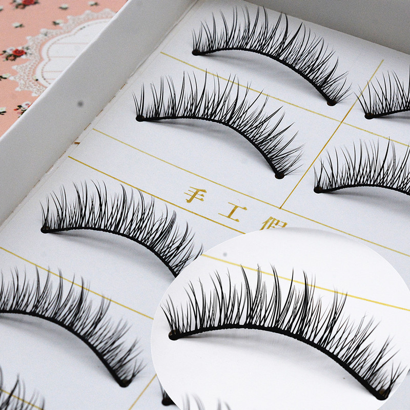Five pairs of thick and natural short false eyelashes arc plain nude makeup simulation hard stem can support double eyelid baby bend