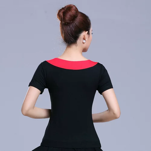 Квадратная танцевальная одежда Новый стиль топы модальная V-образное обращение с коротки