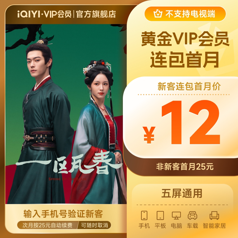 【连包月卡】爱奇艺黄金vip会员月卡1个月会员官方直充 一瓯春 方实拍商品图