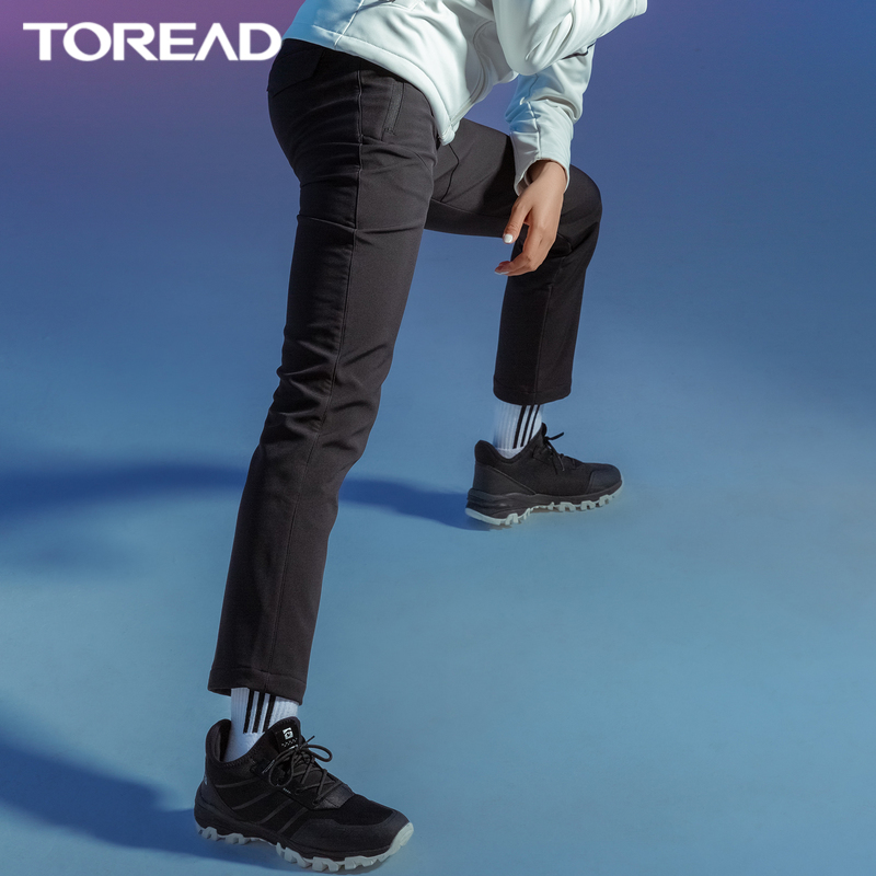 Pathfinder Outdoor Soft Shell Pants Spring Autumn men and women windproof and waterproof grabbing suede punching pants with velvet trousers TAMH91288