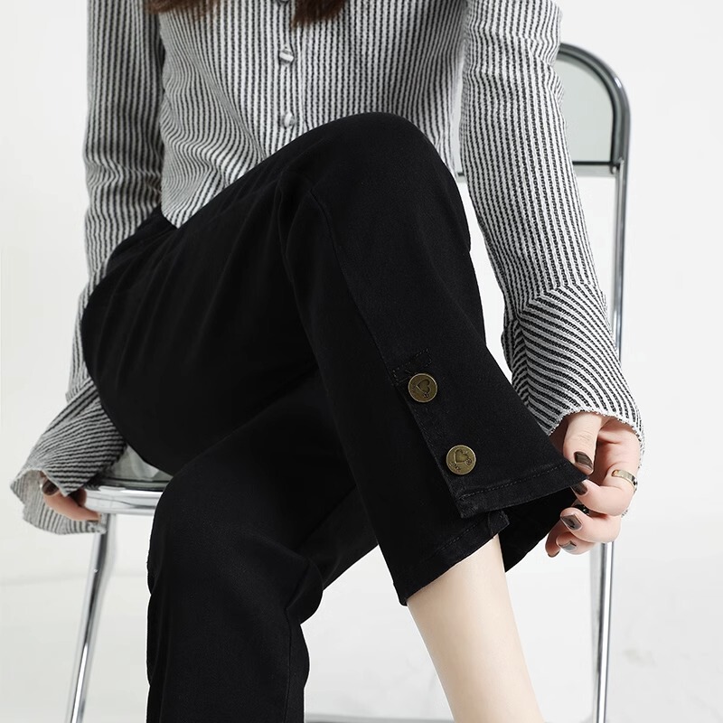 Black Cigarette Pants for Women, 2024 New Style, Cropped Length, Autumn, Petite Size, High-Waisted Straight-Leg Pants Black Cigarette Pants for Women, 2024 New Style, Cropped Length, Autumn, Petite Size, High-Waisted Straight-Leg Pants