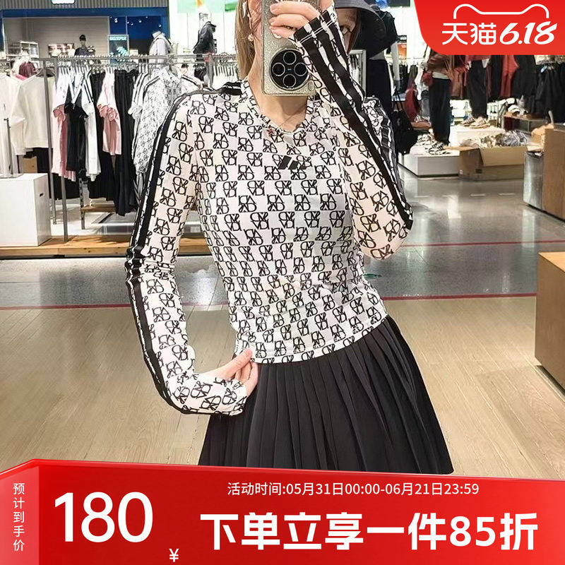 Adidas Women's Spring New Fashion Hot Girl Style Three-Stripe Long-Sleeve Top Sports Casual Round-Neck T-Shirt