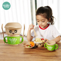 Shells baby tableware Bowl Spoon set baby food supplement bowl anti-drop cartoon plate food supplement tool