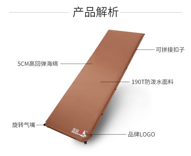 Beishan Wolf Moisture Pad Tự động Bơm hơi Pad Mở rộng Làm dày 5CM Tấm đệm không khí ngoài trời Người ngủ Mat Lều cắm trại - Thảm chống ẩm / Mat / Gối chiếu ngủ trưa văn phòng