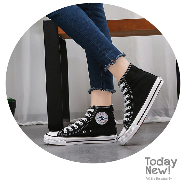 Mùa xuân 2018 giày cao gót màu đen đế bằng nữ giày sneaker nữ