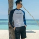 Áo tắm dài tay chống nắng nữ bảo thủ suối nước nóng Hàn Quốc góc phẳng thể thao chia đôi vai cỡ lớn đồ bơi đôi - Vài đồ bơi đồ đôi mặc đi biển	