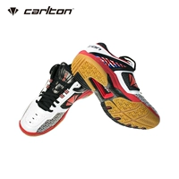 Giày cầu lông Carlton Carl Shield Giày thể thao nam thoáng khí chống thấm mồ hôi SW300 trắng đỏ - Giày cầu lông giày cầu lông adidas