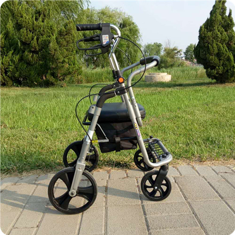 Elderly folding portable shopping cart scooter four-wheeled trolley light Walker shopping cart