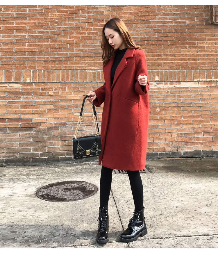 Chống giải phóng mặt bằng len áo khoác nữ phần dài Hàn Quốc phiên bản 2018 new slim loose đen Hepburn áo len áo lông cừu