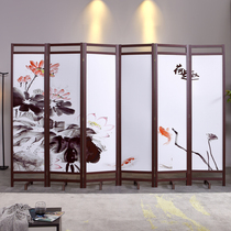Modern minimalist Chinese-style screen partition wall folding mobile living room hotel restaurant office home solid wood porch