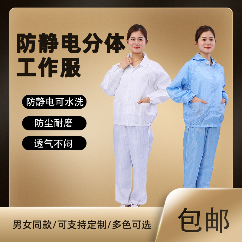 Two pieces of clothes for men and women clean clothes for dust-free clothes for dust-free workshop food factory protective dust-proof work clothes for anti-static