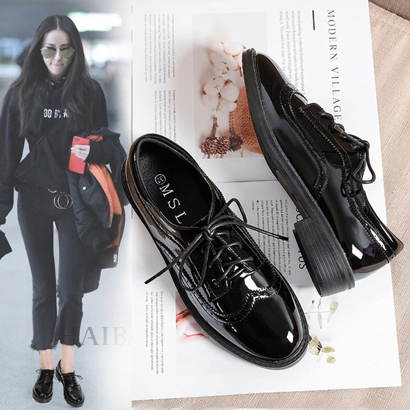 Women's shoes 2021 new spring style all-match black bottom British style small leather shoes spring and autumn single shoes a pedal loafer