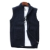 Áo len nam không tay đứng cổ áo màu rắn áo len Vest Vest Vest nam mùa thu / mùa đông cao cổ Zipper Zipper Jacket bộ vest nam trẻ trung Dệt kim Vest