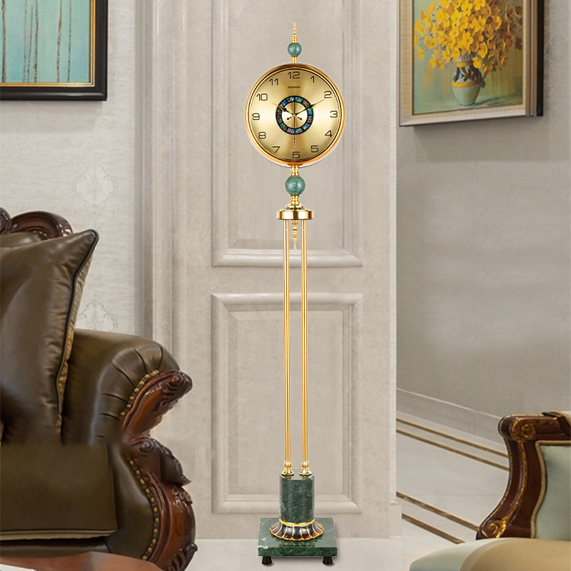 2023 new European style landing bell living room retro villa big swing piece timepiece American creative muted home stand clock-Taobao