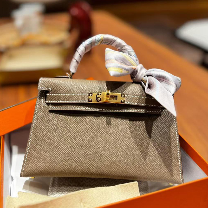Fully Hand-Sewn with Wax Thread, Imported Epsom Leather Second-Generation Kelly Bag, Mini Shoulder Crossbody Palm-Pattern Leather Women's Bag