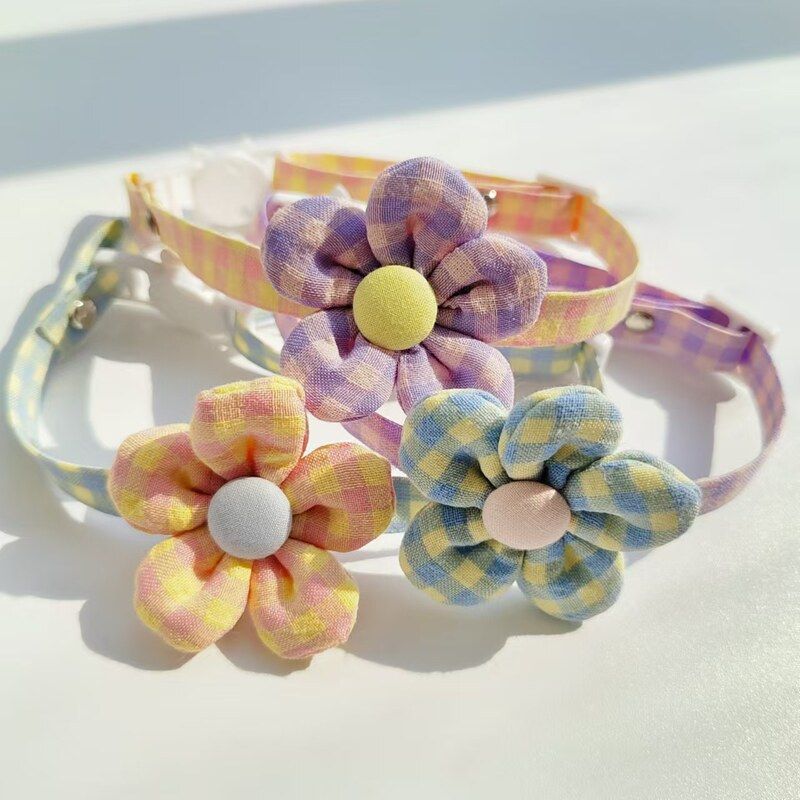 Pet collar cute plaid cat decoration dog collar neck collar silent accessories puppy cat accessories