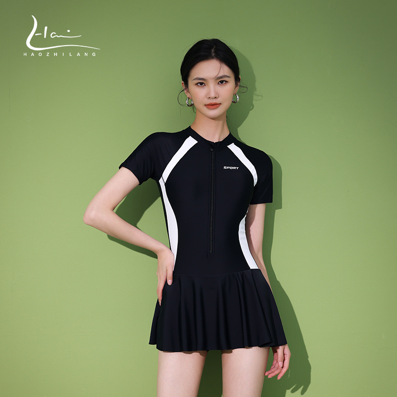 Even body swimsuit women's summer 2022 new exploits cover slim student conservative sports seaside professional skirt-style swimsuit