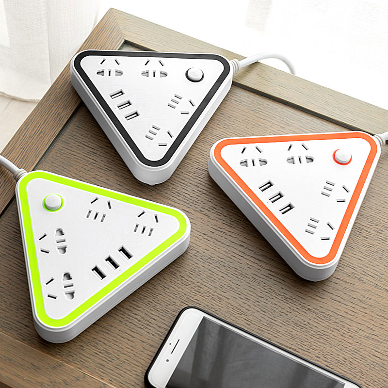 Creative Office Socket Platoon Plug Multifunction Plug & Drain Multi-Port USB Extension Cord Wire Home Patch Cord Extension Cord