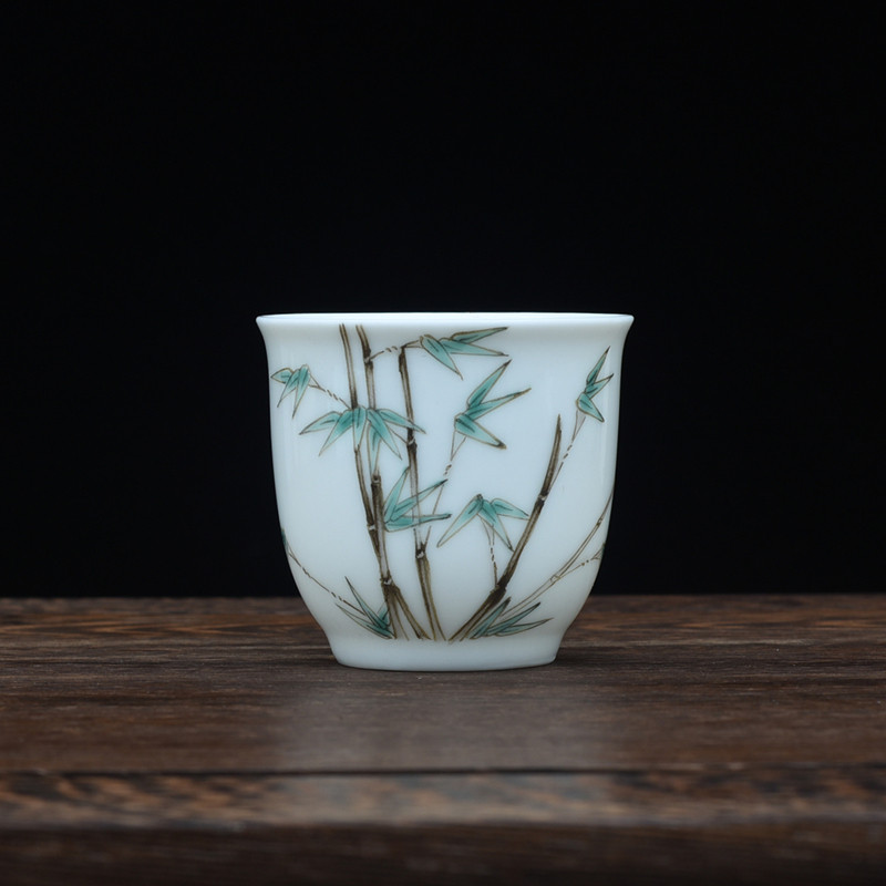 Shengdegang bamboo leaf cup paste cup tea cup tea cup hand painting Detown ceramic cup