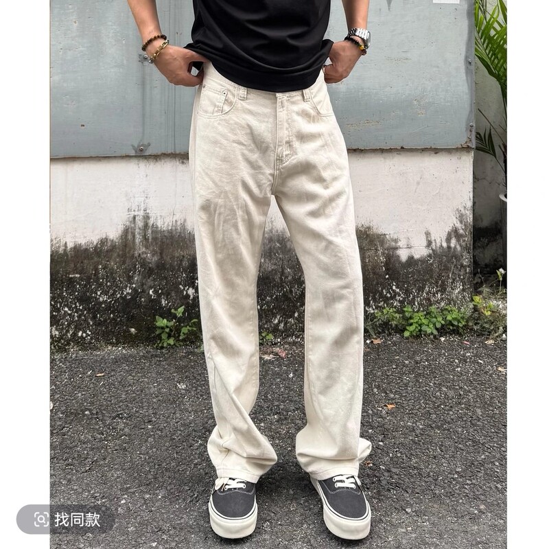 Linen Jeans for Men, Spring and Summer, Loose Straight Fit, Comfortable, Breathable, Wear-Resistant, American Style, Relaxed Feel, Versatile
