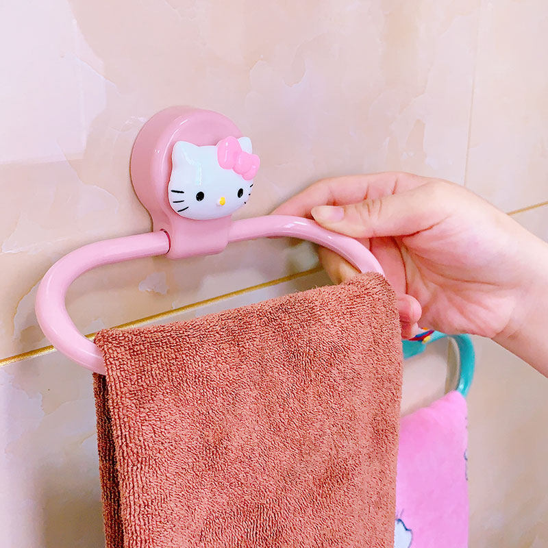 Bathroom Towel Rack Adhesive Free Punching Kitchen Cartoon Rag Rack Dressing Room Thickened Towel Rod shelf
