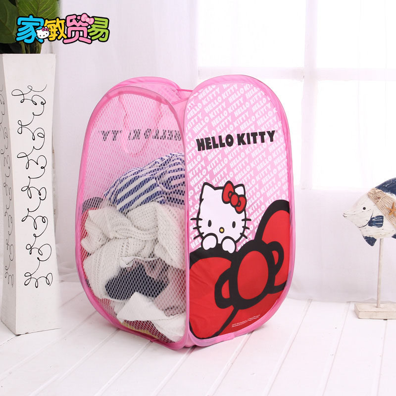 Hello Personality Cartoon Cute folding nylon mesh cloth Dirty Clothes Basket Dirty clothing Dirty Basket
