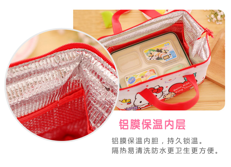 Hello Kitty Creative Hộp ăn trưa Túi hoạt hình Túi tote dễ thương Túi Bento Gói Sinh viên di động Hộp cơm trưa không thấm nước - Hộp cơm điện sưởi ấm cặp lồng cơm giữ nhiệt