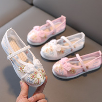 Girls embroidered shoes summer breathable mesh single shoes young childrens sandals Hanfu shoes ancient shoes old Beijing cloth shoes