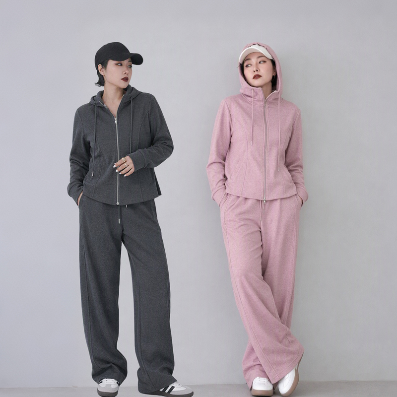 Full-Size Women's Sportswear Set for Fall 2026: Hooded Zip-Up Top and Comfortable Sweatpants for Plus-Size Women Full-Size Women's Sportswear Set for Fall 2026: Hooded Zip-Up Top and Comfortable Sweatpants for Plus-Size Women