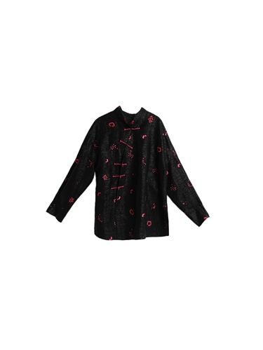 Шелковая осенняя куртка из старинного материала, с вышивкой, 2025 года