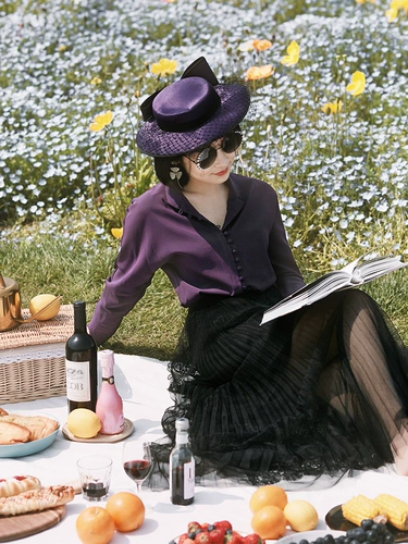 Черная цветная длинная летняя юбка в складку, 2020, А-силуэт