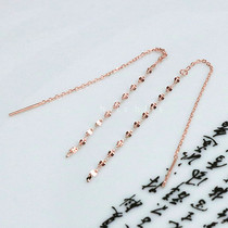 Korean sterling silver plated rose gold earrings purple gold 14K elegant intellectual long tassel glossy super flash personality earrings