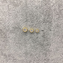 Korean silver plated pure 14k gold simple edging drill ultra mini small earrings