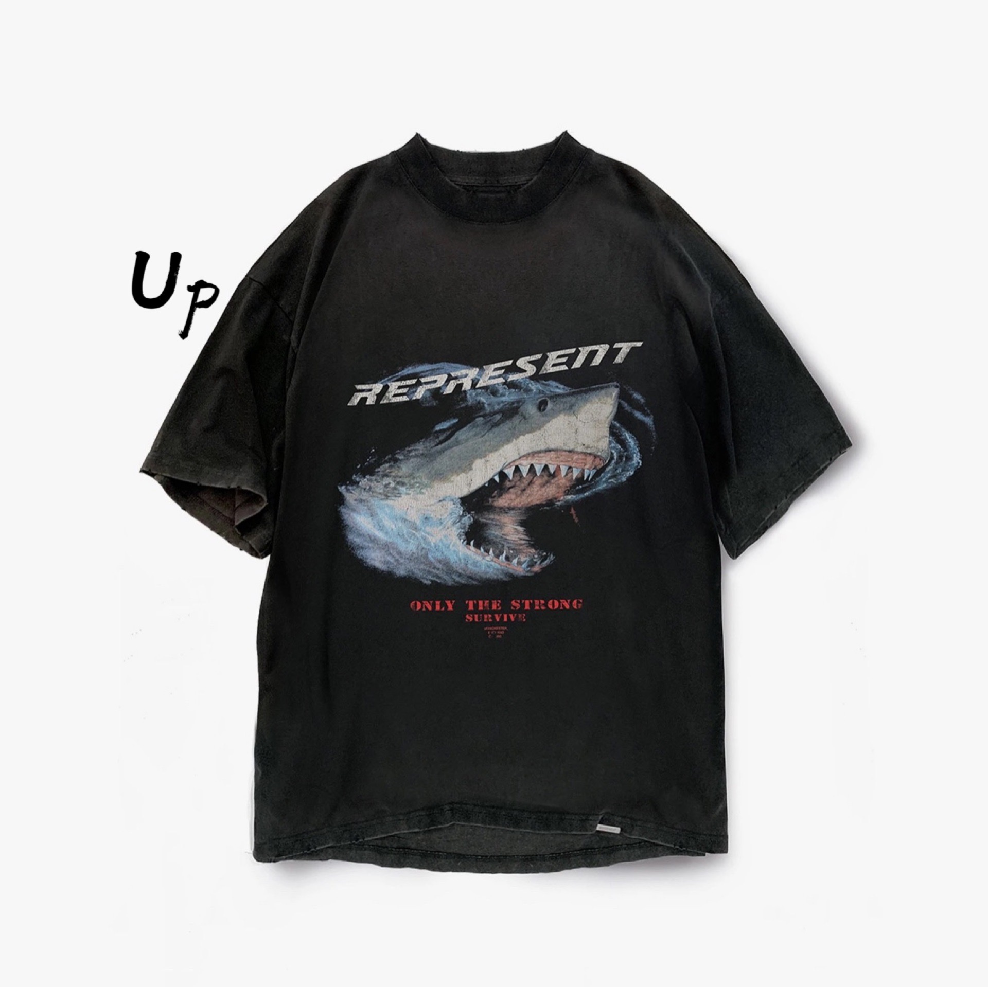 (Domestic Spot) Represent 22SS Vintage T-shirt shark print for old short sleeves