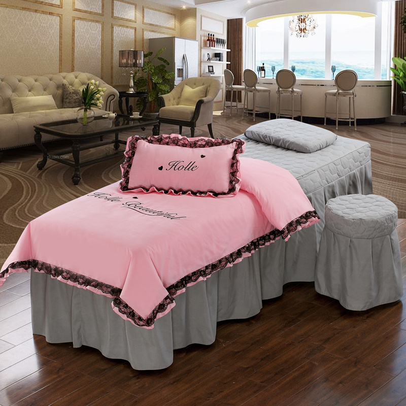 bộ giường Beauty bedspread đơn giản dành cho gia đình cao cấp châu Âu bốn tờ chăm sóc sắc đẹp và mát xa tùy thẩm mỹ viện - Trang bị tấm mẫu ga trải giường spa