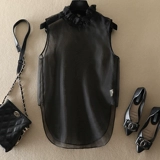 Демисезонная модная шелковая рубашка, майка топ, в западном стиле