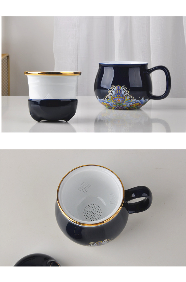 Jingdezhen ceramic cups porcelain cup office cup three - piece cup tea filter good cup
