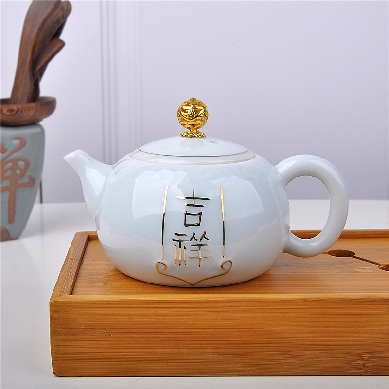 Jingdezhen ceramic teapot shadow blue small kung fu tea pot with Chinese style filter hole is pot