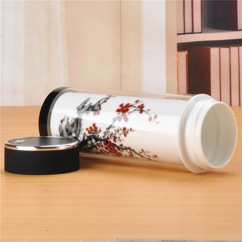 Jingdezhen ceramic ms office cup men 's double cup of water glass straight cup glass send friend the teacher