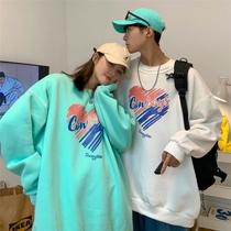 Couple dress 2021 autumn new niche design sense love round neck sweater female student loose Joker coat