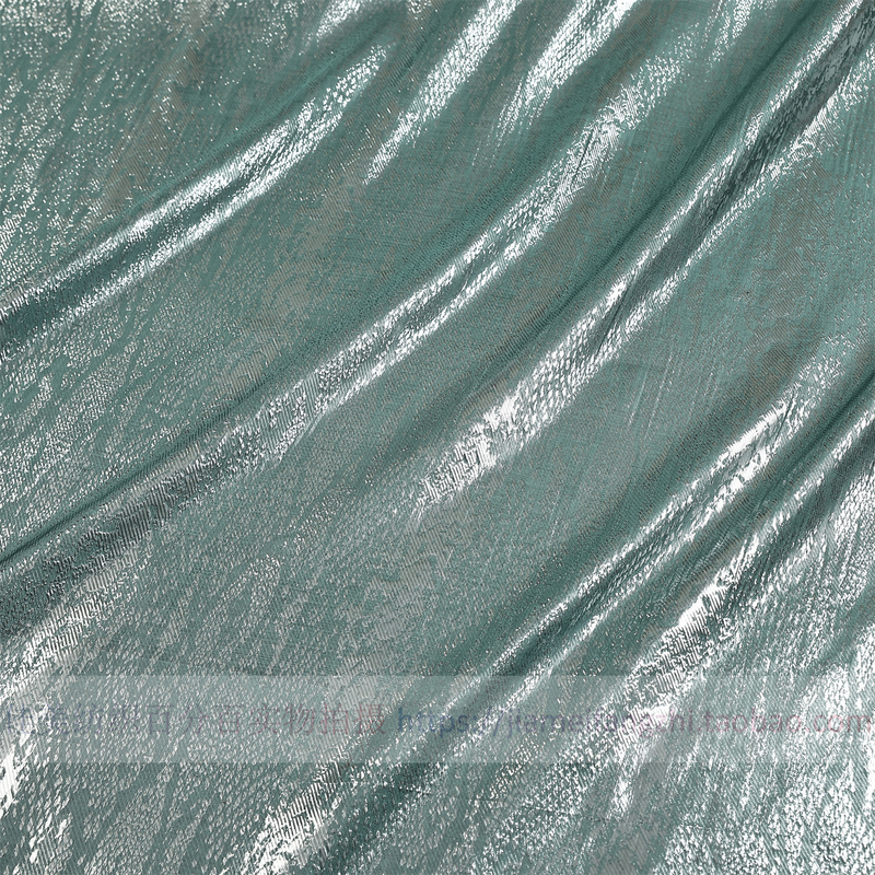 Turquoise Green Python-Patterned Silver-Woven Georgette Silk Fabric for Hanfu, Film and Television Costumes, Stage Wear, and Real Silk Materials Turquoise Green Python-Patterned Silver-Woven Georgette Silk Fabric for Hanfu, Film and Television Costumes, Stage Wear, and Real Silk Materials