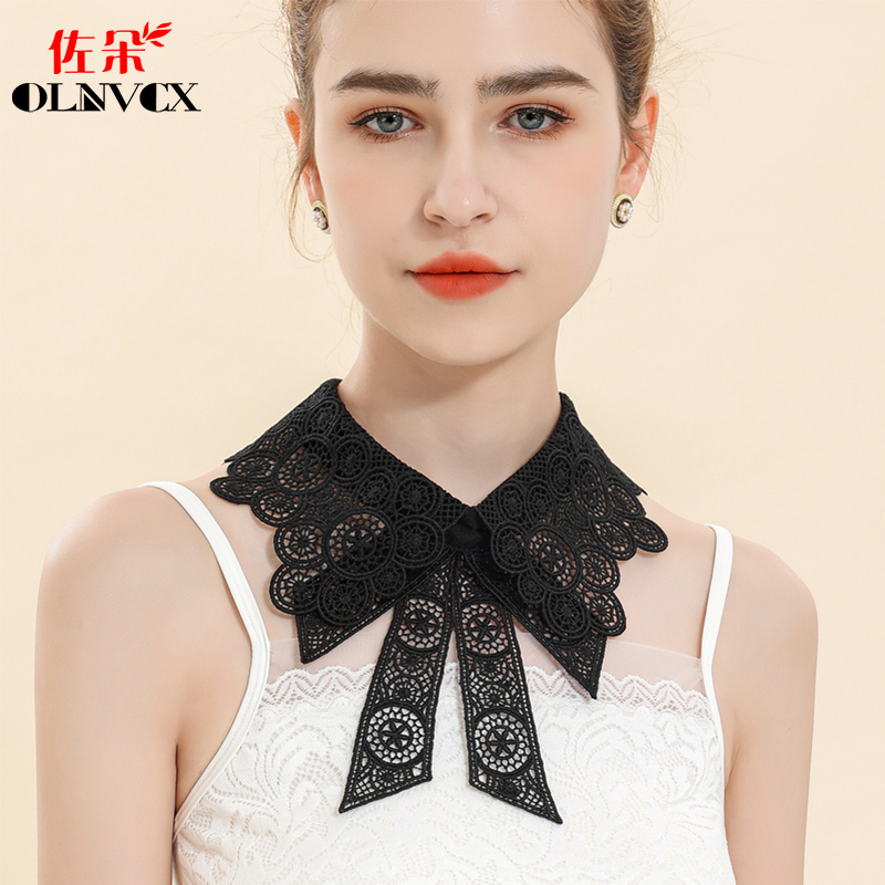 Fake Collar Versatile Detachable Collar Spring and Summer Decorative Shirt Collar Lace Bow Tie Decorative Collar for Women Thin Korean Style New