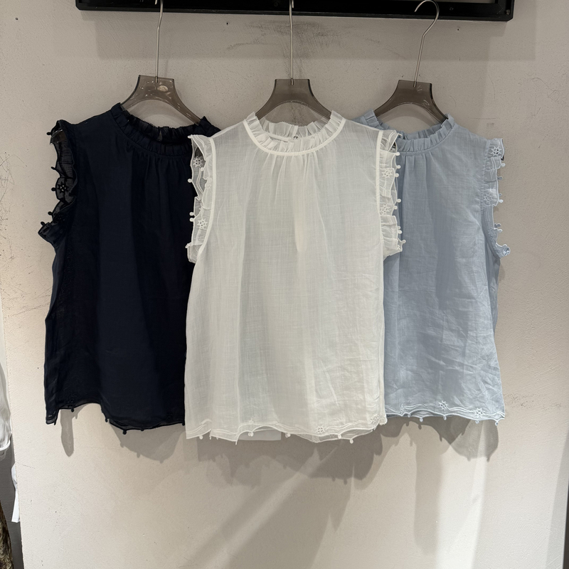 European Station 2026 Summer New Fashion Stand Collar Lace Versatile Loose Sleeveless Shirt Top Trend 385