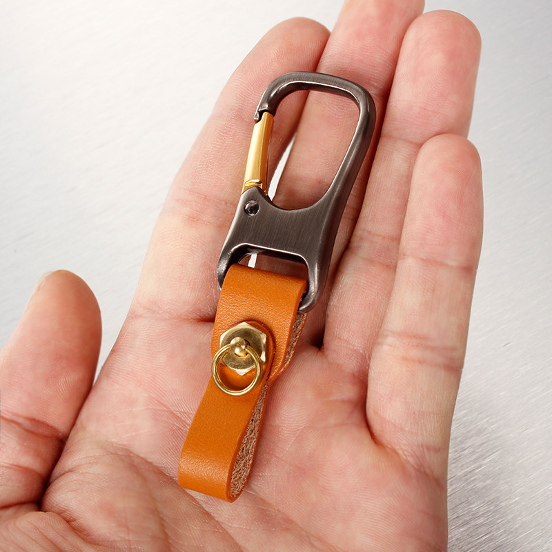 Car With Key Button Genuine Leather Men's Waist Padlock Spoon Chain Ring Bull Leather Rope Minimalist Nets Red Tides Personality Creativity