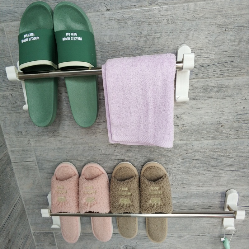 Towel rack Telescopic household simple economical shoe rack storage rack Powder room bath towel rack hook bathroom rack