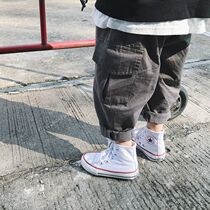 Monee boys 2021 spring and autumn style overalls small and medium children Korean style foreign style pants baby casual nine-point pants