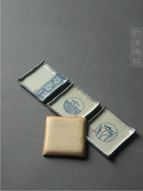 Chu Mo Tao Society Handmade Tea Tea Chủ Cup Cup Square Square 家用 Home Kung Fu Tea Set Blue and White Hand Painted - Trà sứ