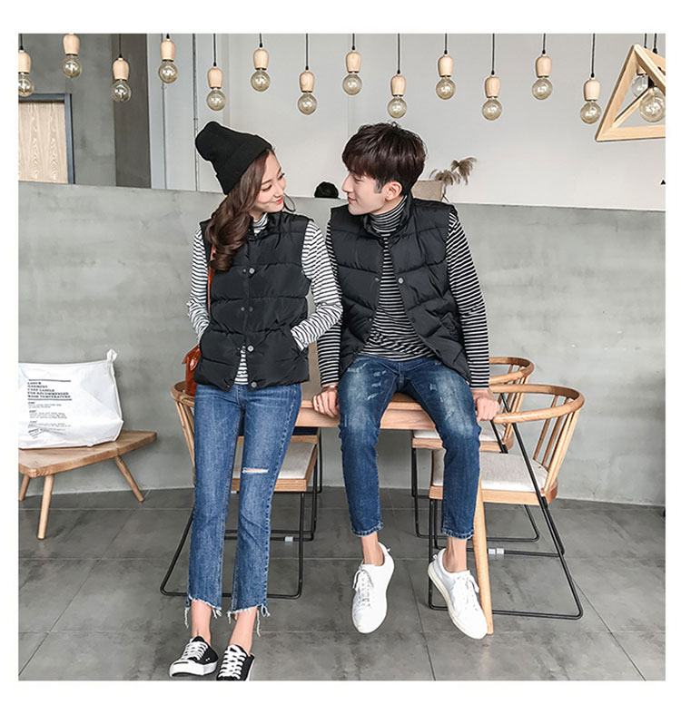 Cặp đôi mẫu áo vest cotton nam mùa thu đông dày nam thanh niên hoang dã áo khoác nữ vest ngắn phiên bản Hàn Quốc áo phông nam