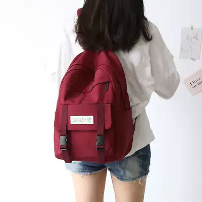NR large capacity solid color backpack female 2019 new fashion college student backpack male school bag female Korean high school